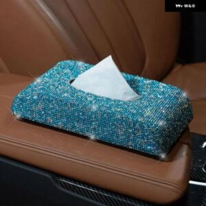 車 1ピース 汎用 ブリンブリンクリスタルダイヤモンドラインストーンペーパータオルボックスティッシュボックス カスタムパーツ アクセサリ