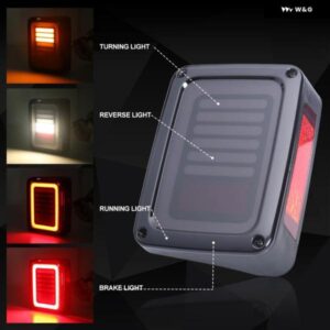 2個 LED テールライト ジープ ラングラー JK ブレーキリバースウィンカー ランプバックアップリアパーキングストップライト DRL 12V カーア - US　　Smoked