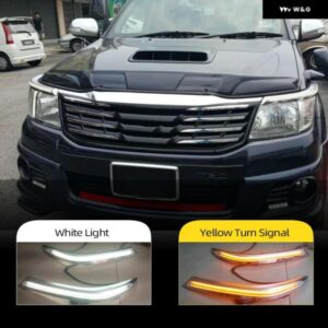 2個 ヘッドライト アイブロウ装飾黄色 ウィンカー リレー LED デイタイム ランニングライト トヨタ ハイラックス VIGO 2012 2013 2014 カス