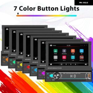 1DIN 7インチ 格納式カーラジオタッチスクリーンモニター D-PLAY 汎用 カー MP5 プレーヤー FM BLUETOOTH TF/USB リアカメラ カスタムパー - Radio　12LED