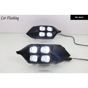 1ペア LED ライト 三菱 パジェロスポーツ 2016-19 デイタイム ランニングライト DRL ランプ黄色 信号 フォグランプ カスタムパーツ アクセ - White