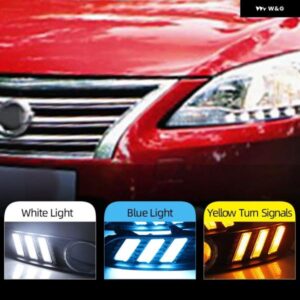 1セット LED DRL 日産 シルフィセントラ 2012-15 デイタイム ランニングライト デイライト フォグライト カバー ランプとウインカー カスタ
