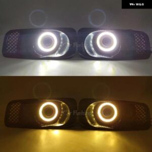 車 DRL ホンダ シビック 1999 2000 LED デイタイム ランニングライト フロントバンパー フォグランプ FOGLIGHT アセンブリ エンジェルアイウ - White　ring　set