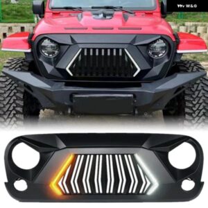 カーアクセサリーフロントグリル ジープ ラングラー JK 2007-2017 JKU アンリミテッドルビコンサハラ 外装 部品 グリル LED ライト カスタ