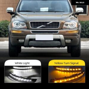 点滅 1ペア DRL デイ運転 ランニングライト 昼光ウィンカー ボルボ XC90 2007-13 カスタムパーツ アクセサリー 交換用部品 互換品 - Flashing　signalmodel, White　and　Yellow