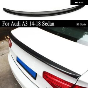 車 アウディ A3 セダン 2014-18 S3 スタイルカーボンリア トランク スポイラー ウイング カスタムパーツ アクセサリー 交換用部品 互換品