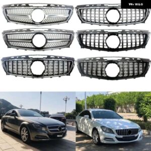 フロント レーシング ビレットバンパー グリル アッパーグリル カバー メルセデスベンツ W218 CLSクラス 2011-14 ダイヤモンド GTR カスタ