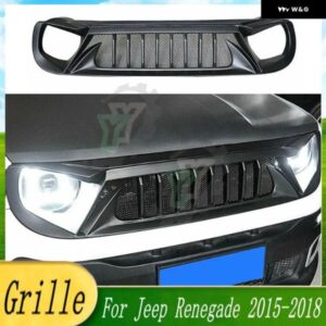 15 16 17 18 カーアクセサリーフロントバンパー グリル センター パネル スタイリングアッパー レーシング グリル ジープ レネゲード 2015- - Matte　Black