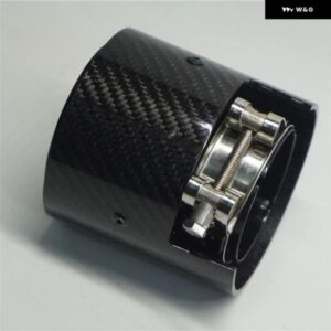 2 X ショートカースタイリングインレット 66MM/70MM/73MM アウトレット 93MM M パフォーマンスフルブラック グロスカーボンエキゾーストマフ - Silver