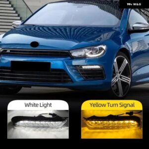車 LED フロントバンパーライト フォルクスワーゲン VW シロッコ R ライン 2015 2016 DRL デイタイム ランニングライト ウインカー フォグラ