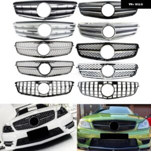 フロントグリル バンパー メルセデスベンツ W204 CLASSC C200 300 350 2008-14 AMG グリル ダイヤモンド GT BLK カスタムパーツ アクセサリ