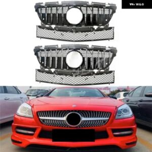 フロント レーシング グリル アッパーバンパー グリル メルセデスベンツ SLK クラス R172 2011-15 GTR ブラック カスタムパーツ アクセサリ