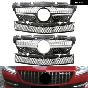 フロント レーシング グリル アッパーバンパー グリル メルセデスベンツ SLK クラス R172 2011-15 ダイヤモンドブラック カスタムパーツ ア