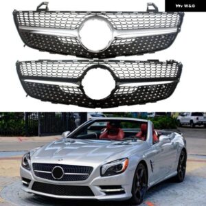 フロント レーシング ビレットバンパー グリル アッパーカバー メルセデスベンツ R231 SL クラス 2013-16 ダイヤモンド カスタムパーツ ア