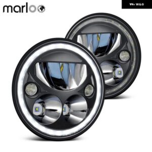 2個ライト EMARKED 7インチ 渦 LED ヘッドランプキット ハローリング付き 07-15 ジープ ラングラー JK JK アンリミテッド ヘッドライト カ