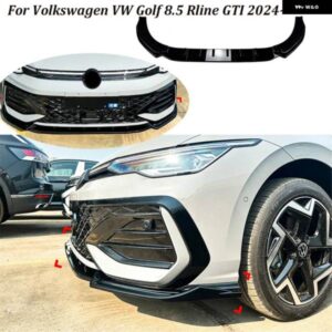 フォルクスワーゲン VW ゴルフ 8.5 RLINE GTI 2024+ グロスブラック カーフロントロア バンパー スポイラー チンリップ ロアスプリッター ディフューザー