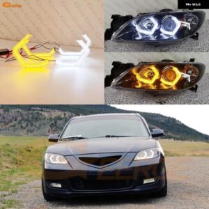 マツダ 3 BK 2003 - 2008 超高輝度コンセプト M4 アイコニック スタイル LED エンジェルアイ ハローリングキット ウィンカー デイライト