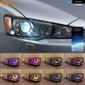 三菱 ランサー 10 X EVO アウトランダー ダイナミックシーケンシャル ウィンカーライト マルチカラー RGB LED エンジェルアイキット 六角ハローリング