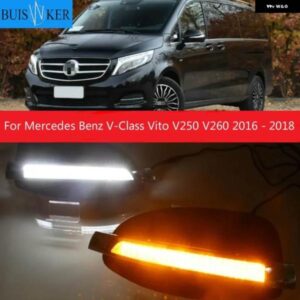 メルセデス ベンツ V クラス VITO V250 V260 2016 - 2018 ダイナミックイエローウィンカー 12V 車用 DRL ランプ LED デイタイム ランニングライト 2個