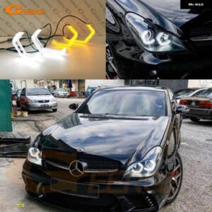 メルセデス ベンツ CLS W219 C219 2004-2010 超高輝度クリスタルコンセプト M4 アイコニック スタイル LED エンジェルアイ ハローリング デイライト