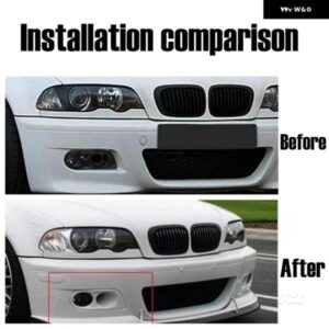 BMW E46 M3 2001-2006 フロント バンパー グリル フォグランプ カバー - Bright　black