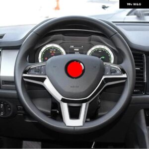ABS カー ステアリングホイール 装飾 パネル トリム シュコダ オクタビア 2017 ファビア 2016 2017 ラピッド スペースバック 2016 カーアクセサリー - glossy　silver