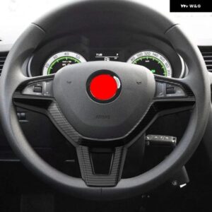 ABS カー ステアリングホイール 装飾 パネル トリム シュコダ オクタビア 2017 ファビア 2016 2017 ラピッド スペースバック 2016 カーアクセサリー - carbon　fiber　color