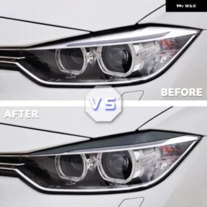 グロスブラック ABS ヘッドライト アイブロウ アイリッドカバー トリム ステッカー BMW F30 F32 F33 F34 F35 F31 318I 320I 2013-2019 - Carbon　Look