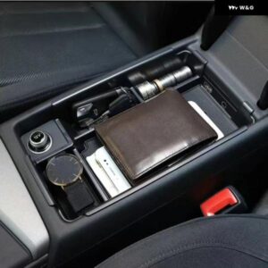 ABS 車用 アームレスト 収納 ボックス オーガナイザー コンテナ トレイ アウディ A4 B9 A5 F5 S4 S5 2017-2023 アクセサリー - black
