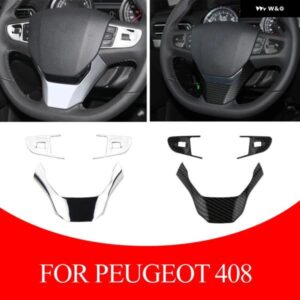 3個セット 車 ステアリングホイール トリム カバー プジョー 408 2014-2019 センター コンソール スタイリング カーアクセサリー - ABS　silver