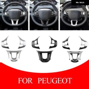 3個セット ステアリングホイール パネル ボタン スイッチカバー スパンコール プジョー 208 GTI 2008 308 2014 - 2018 カー ステッカー - Bright　Silver