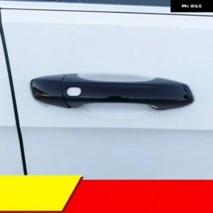 シュコダ オクタビア A7 VW ゴルフ 7 2014-2019 ブラッククローム カーサイド ドアハンドル カバー トリム ステッカー スタイリング アクセサリー - silver　0　button