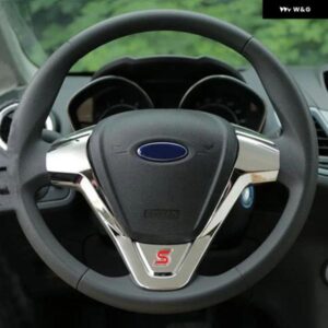 ABS ステアリングホイール トリム スパンコール ステッカー フォード フィエスタMK7エコスポーツフィーゴB-MAX KA+カー スタイリング 自動車アクセサリー - carbon　red