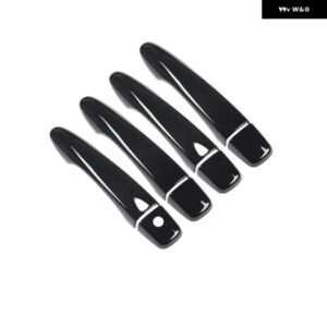 グロスブラッククローム ドアハンドル カバー キャッチキャップ トリム モールディング 日産 パルサー C13 2015 - 2019 アクセサリー - silver　no　button