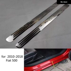 カーアクセサリー フィアット 500 2010-2018 カーカバー ステンレス スカッフプレート ドアシル スカッフプレート /ドアシル ドアシル - Silver　2PCS