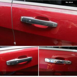 クライスラー 300 300C 2005 - 10 カーボン クローム カー ドアハンドル カバー トリム ステッカー カーアクセサリー - silver　2　buttons