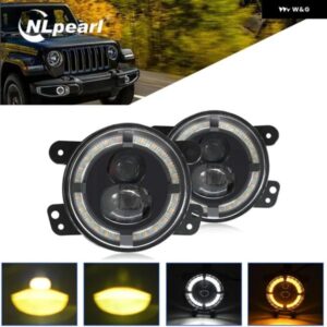 2個 4インチ 丸型 LED フォグランプ パッシングランプ ジープ ラングラー JK オフロード車 LED シグナルライト 6000K 補助ライト