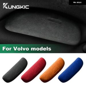 ボルボ XC40 XC60 XC90 S40 S60 S90 V40 V90 アルカンターラ サングラスケース サングラス 収納 ホルダー トリム カーアクセサリー - Red　Volvo
