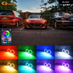 マツダ MX-5 MX 5 ミアータ ロードスター RFリモート BLUETOOTH対応アプリ マルチカラー 超高輝度 RGB LED エンジェルアイキット ハローリング - 2006-2008