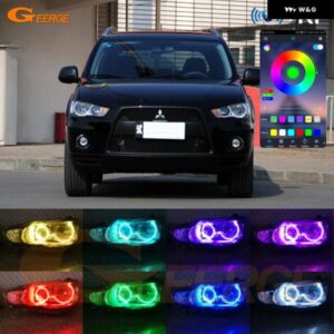 三菱 アウトランダーII 2010 2011 2012 RFリモートBLUETOOTHアプリ超高輝度マルチカラーRGB LEDエンジェルアイキット ハローリング