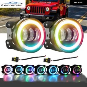 ギアカラーライトエンジェルアイLEDリング フォグライト LEDライトハウス ラングラー ジープ ハイDRL 4インチ ジープ ラングラー JK LED