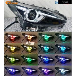 マツダ 3 アクセラ BM BN RFリモートBLUETOOTH対応アプリ マルチカラー超高輝度RGB LEDエンジェルアイハローリングライト - BM　BN　1