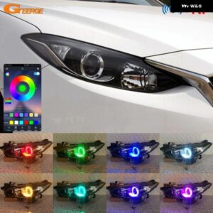 マツダ 3 アクセラ BM BN RFリモートBLUETOOTH対応アプリ マルチカラー超高輝度RGB LEDエンジェルアイハローリングライト