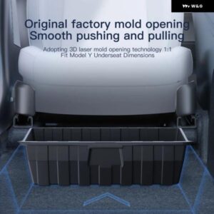 テスラ モデルY ジュニパー 2025 シート下 収納 ボックス 車内アクセサリー 引き出し式 オーガナイザー 収納 下 ボックス - Rear　TPE　1PC