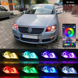 フォルクスワーゲン VW パサート B6 マゴタン 2005 - 2009 2010 BLUETOOTHアプリ 超高輝度マルチカラーRGB LEDエンジェルアイキット ハローリング