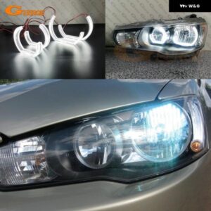 三菱 ランサー VIII 10 X EVO 2008 - 14 超高輝度 DTM M4 スタイル LEDエンジェルアイキット ハローリング - Halogen　HD