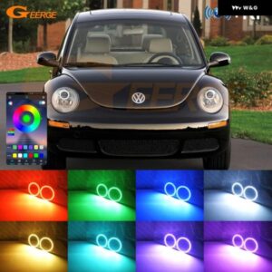 フォルクスワーゲン VW ビートル 2006 - 10 BLUETOOTHアプリ マルチカラー 超高輝度 RGB LED エンジェルアイキット ハローリング - this　headlight