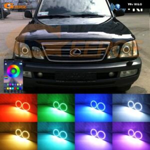 レクサス LX470 LX 470 J100 1998 - 2004 - 07 BLUETOOTHアプリ マルチカラー 超高輝度 RGB LED エンジェルアイキット ハローリング - This　headlight