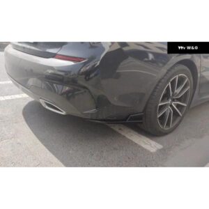 BMW 3シリーズ G20 G28 325 330 Mスポーツ 2019-2024 リア バンパー スプリッター サイドスポイラー カナード エプロンカバー ステッカー カーアクセサリー - Glossy　Black