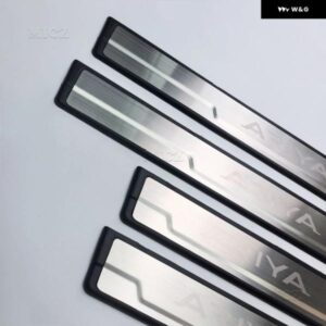 日産 アリアアクセサリー ステンレス クロームドアシルキックプレートガードペダル プロテクター スタイリング - Silver